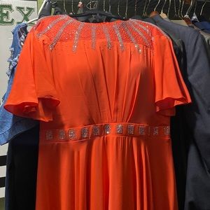 Coral color dress with rhinestone new with tags never worn